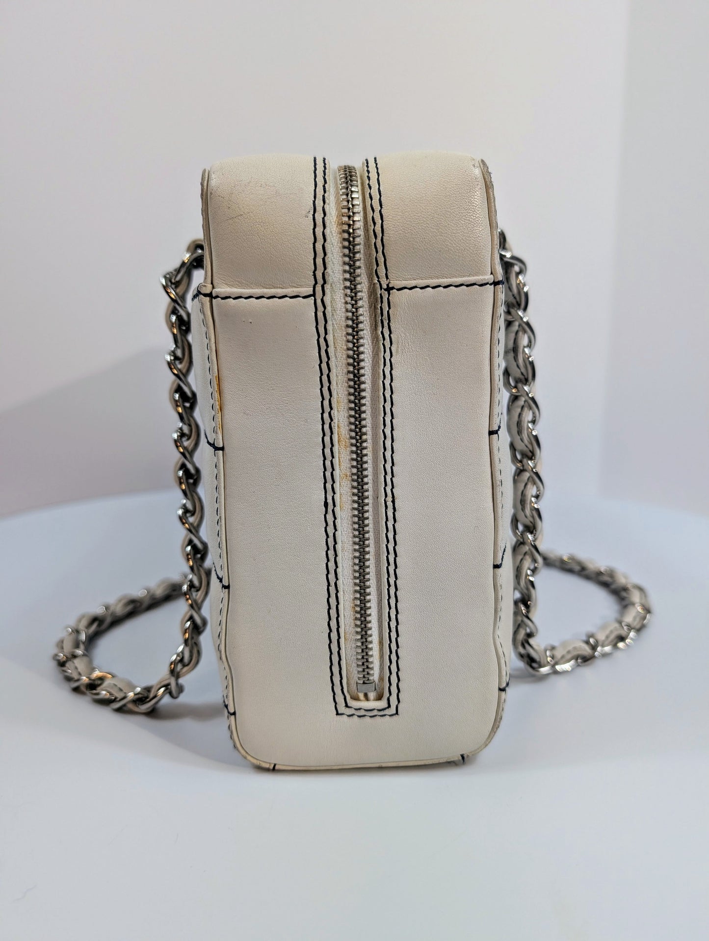 Chanel   White Chocolate Bar/Camera Shoulder Bag