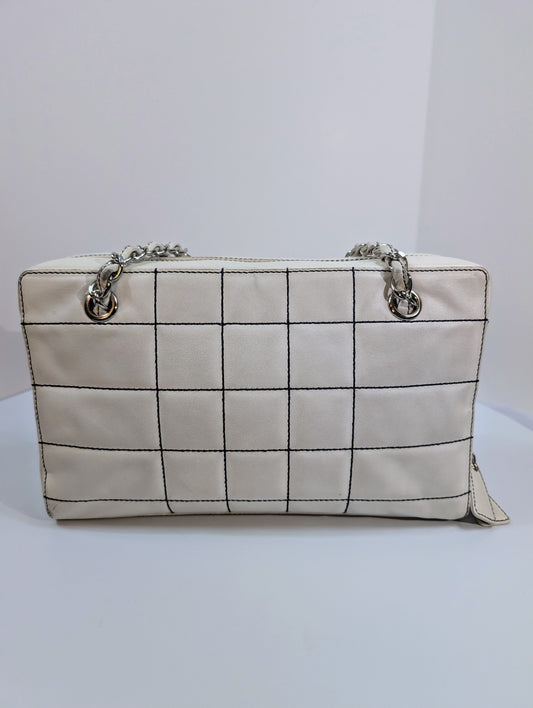 Chanel   White Chocolate Bar/Camera Shoulder Bag