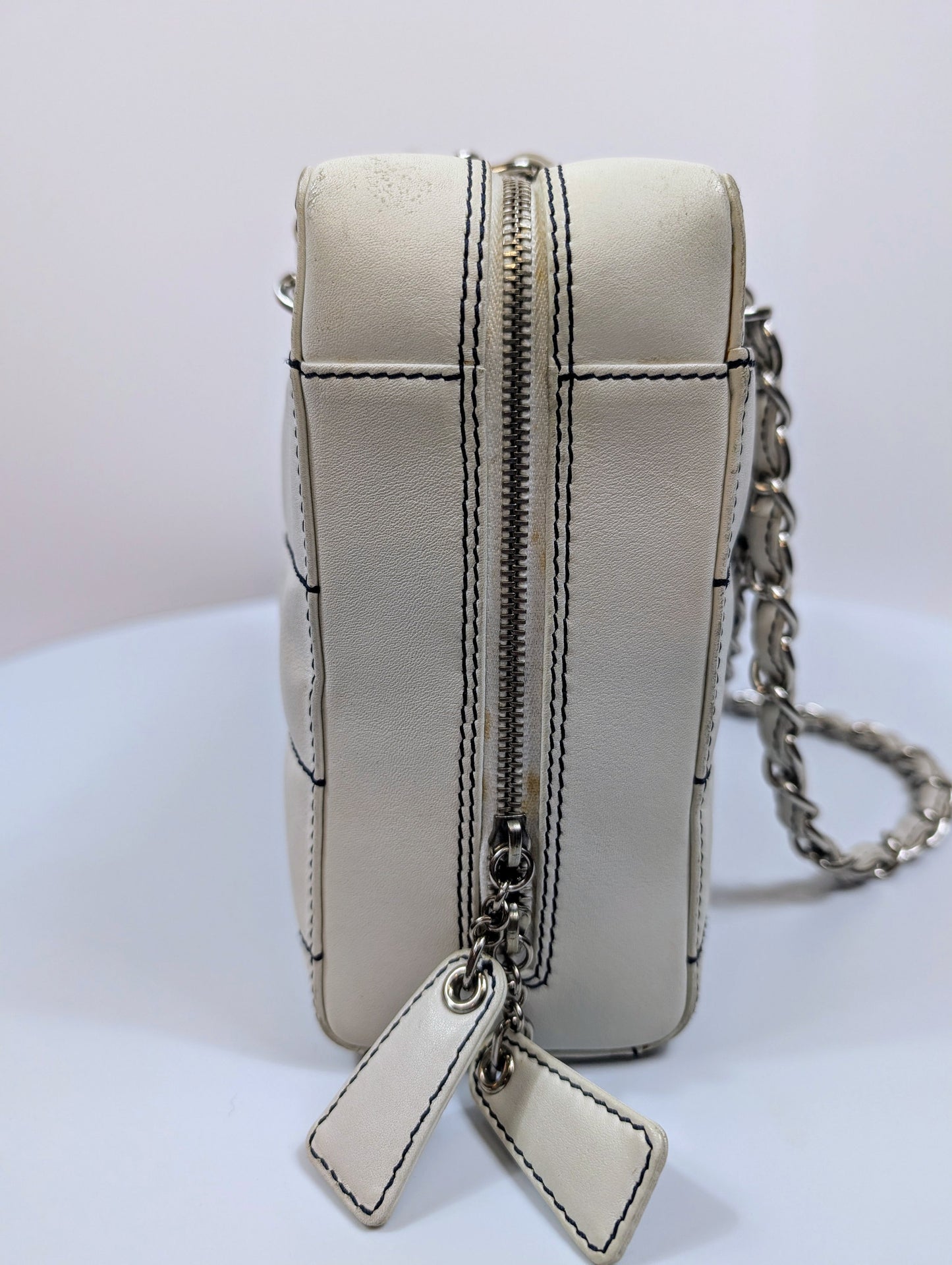 Chanel   White Chocolate Bar/Camera Shoulder Bag