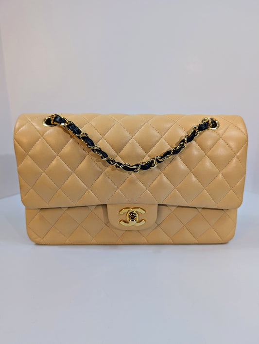 Chanel Rare   Classic Double Flap Bag in Pale Yellow Lambskin with Black Hardware