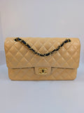 Chanel Rare   Classic Double Flap Bag in Pale Yellow Lambskin with Black Hardware