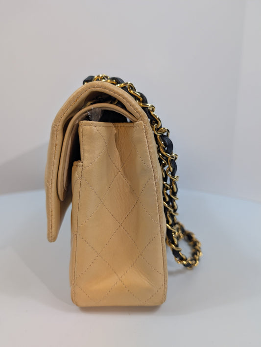 Chanel Rare   Classic Double Flap Bag in Pale Yellow Lambskin with Black Hardware