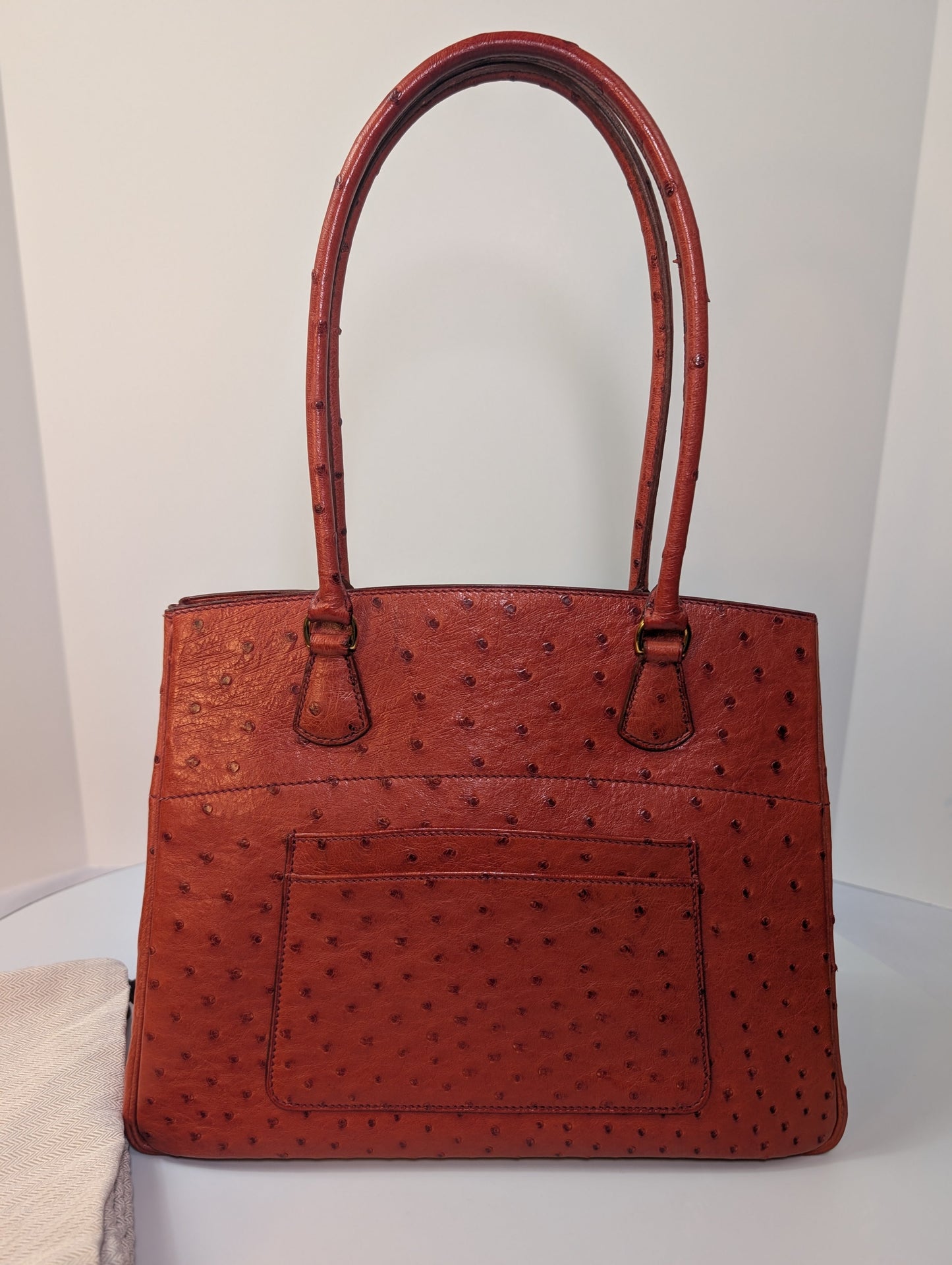 Hermes   Orange Terracotta Ostrich Leather Tote Bag