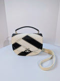 Chanel White and Black Patchwork Round Bottom Tophandle Flap Bag