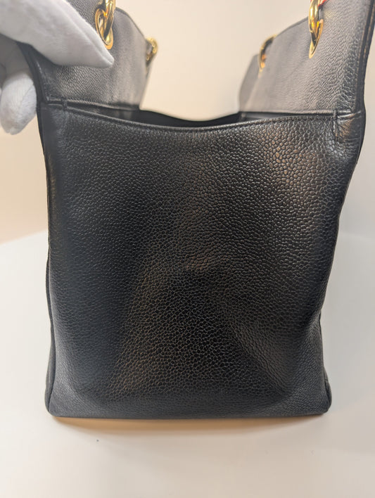 Chanel   Black Quilted Caviar Grand Shopping Tote (GST), 24K gold plated