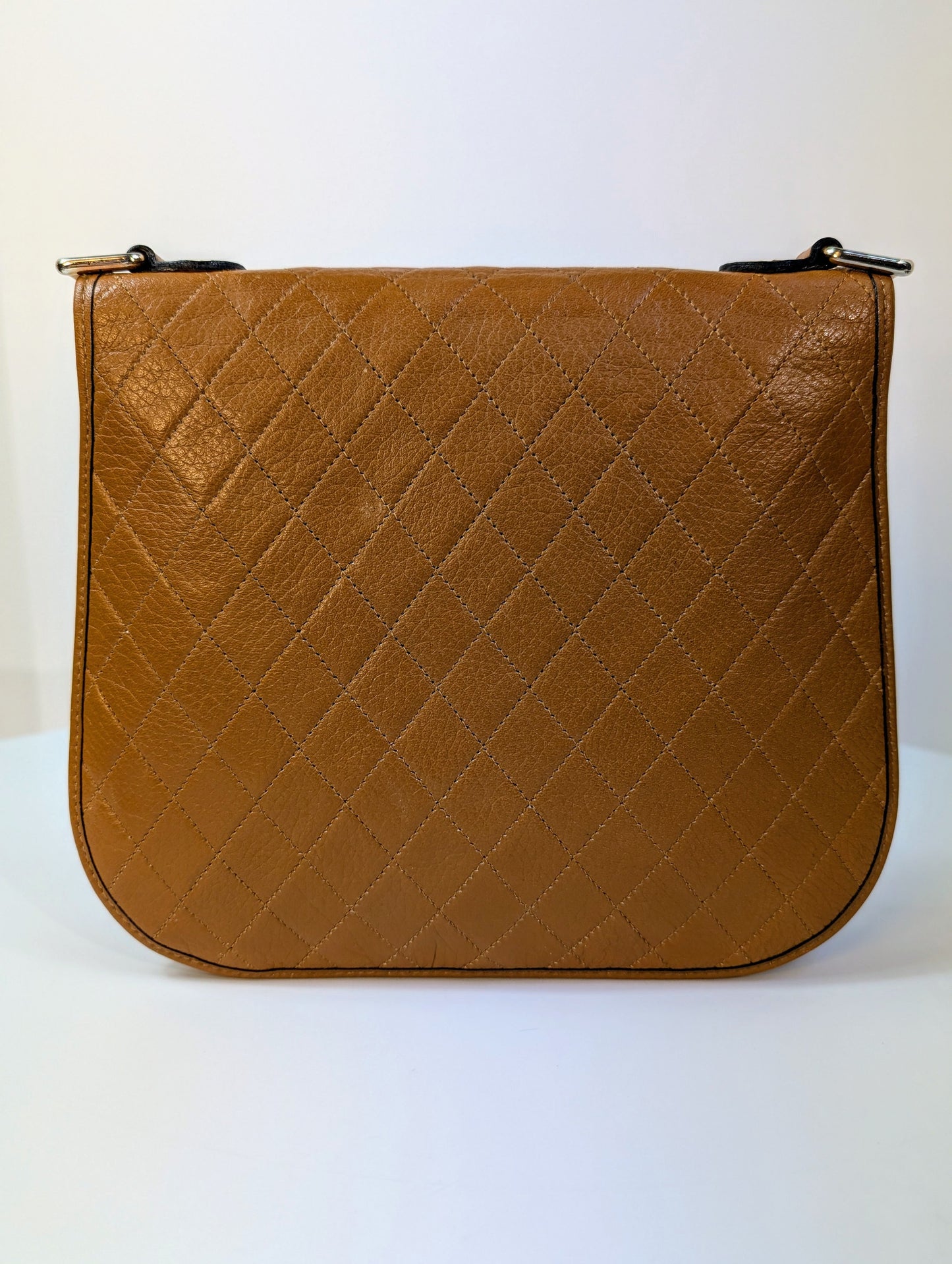 Yves Saint Laurent   Brown Logo Quilted Flap Bag