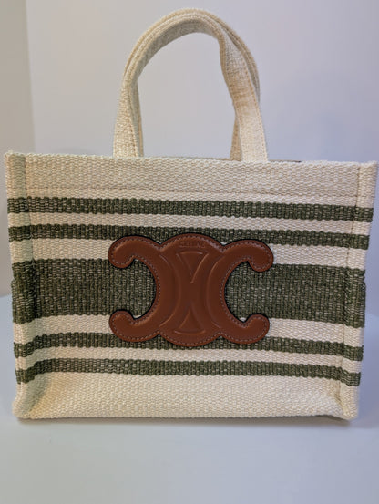 Celine Green Vertical Cabas Triomphe Tote Bag