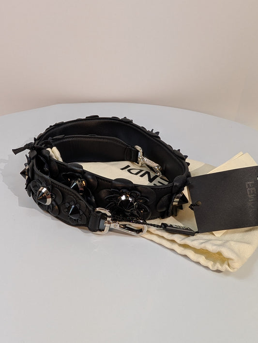 Fendi Black Baguette Trunk Mini in FF Jacquard Canvas with Rare Fendi Strap