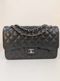 Chanel Black Caviar Classic Jumbo Double Flap Shoulder Bag