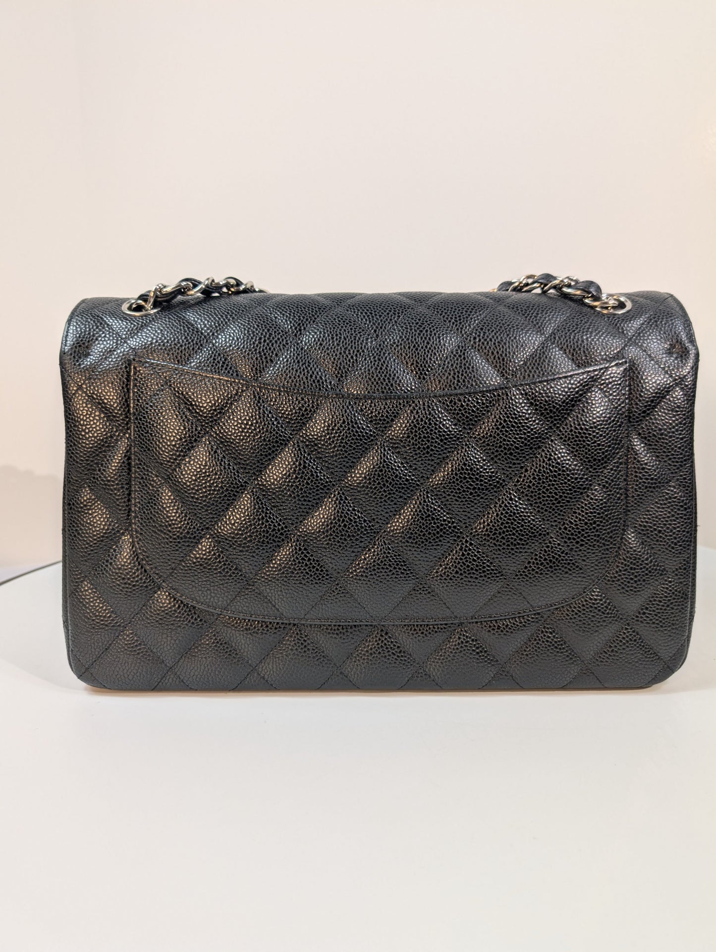 Chanel Black Caviar Classic Jumbo Double Flap Shoulder Bag