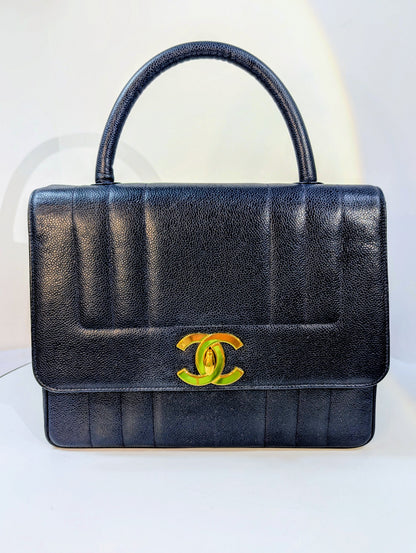 Chanel Rare   Dark Blue Vertical Caviar Mademoiselle Kelly