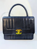 Chanel Rare   Dark Blue Vertical Caviar Mademoiselle Kelly