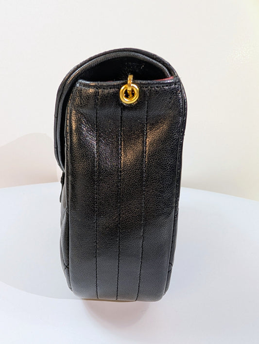 Chanel   0-Series Black Diana-Style Half Moon Flap Bag