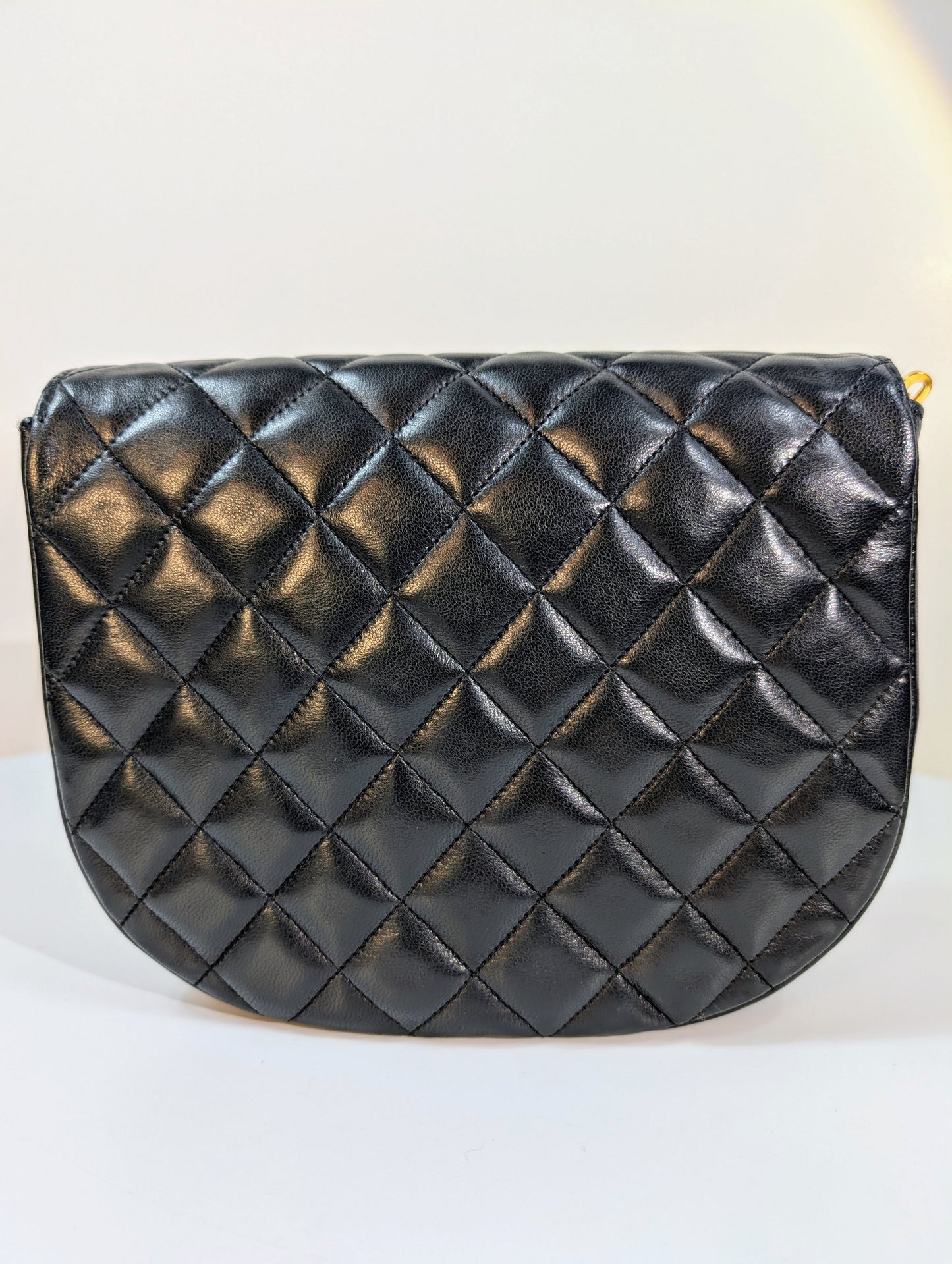 Chanel   0-Series Black Diana-Style Half Moon Flap Bag