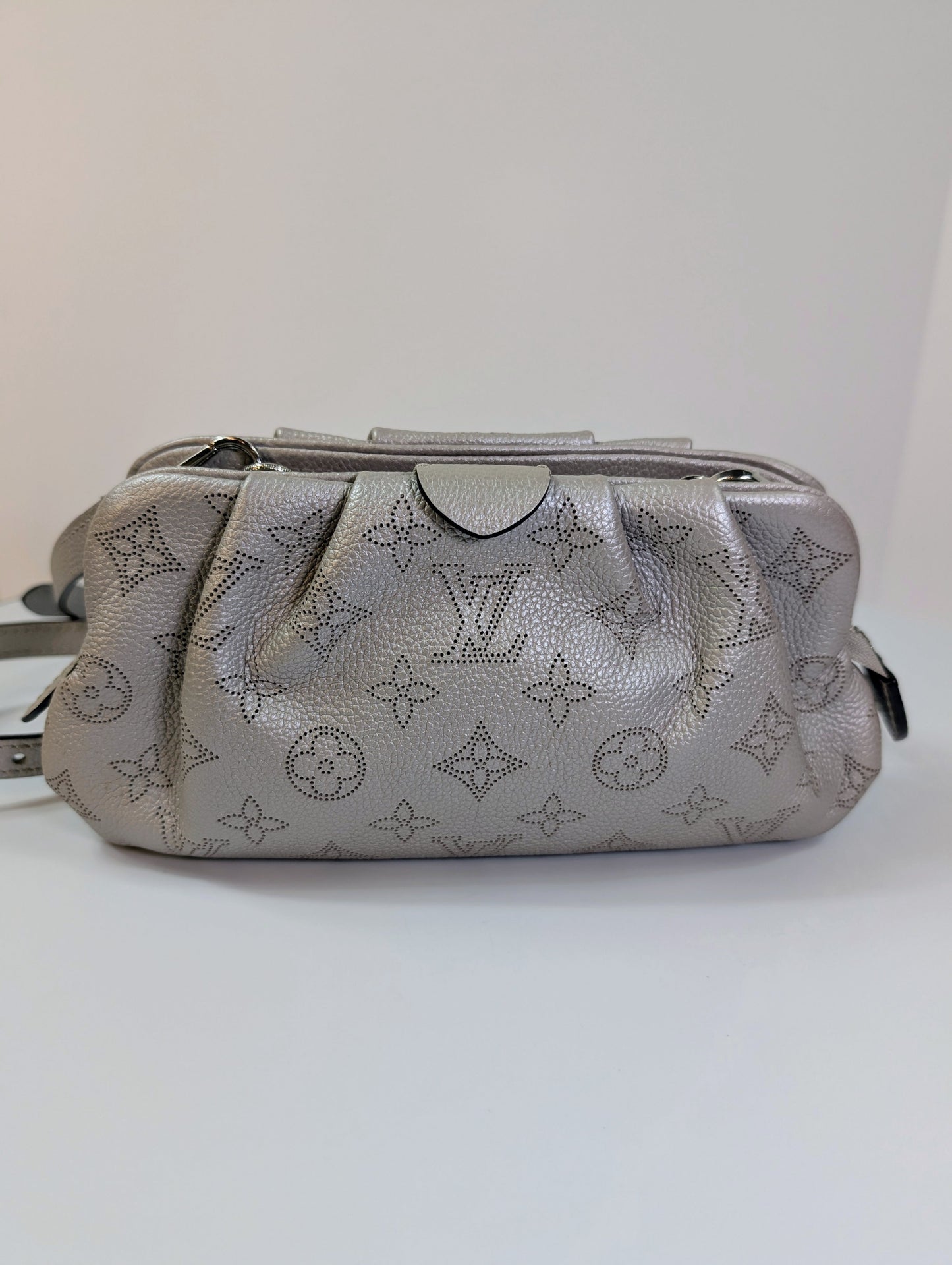 Louis Vuitton Mahina Amelia Shoulder Bag in Silver Perforated Leather