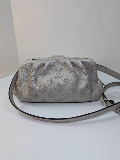 Louis Vuitton Mahina Amelia Shoulder Bag in Silver Perforated Leather