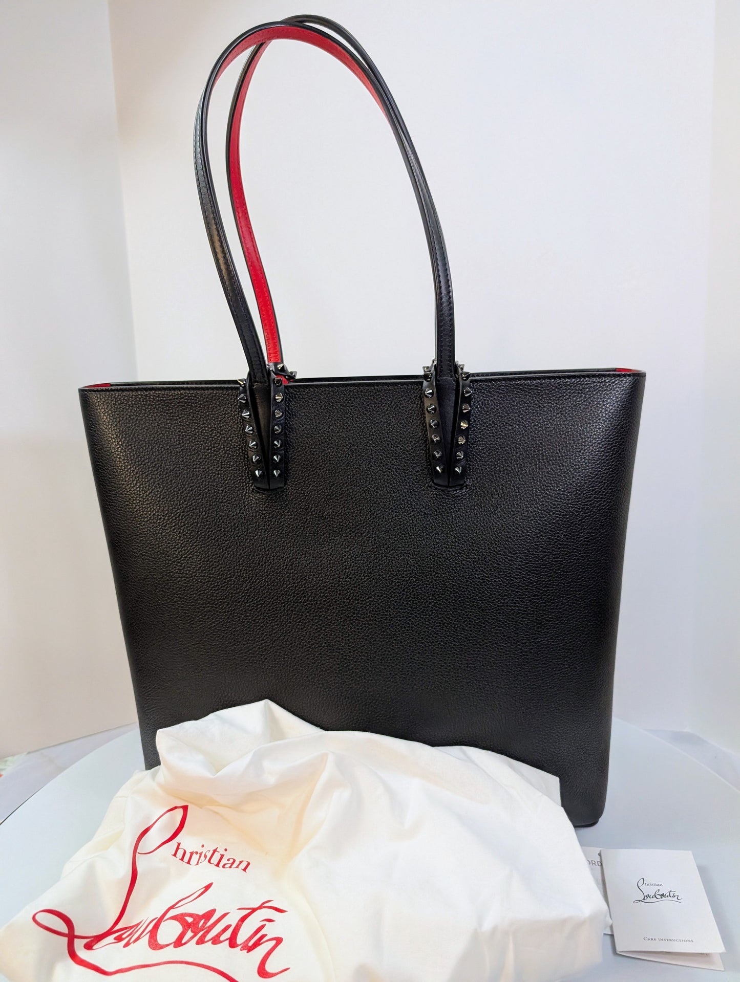 Christian Louboutin Black Grained Leather Cabata Tote Bag