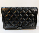 Chanel So Black Quilted Caviar Boy Wallet on Chain (WOC)