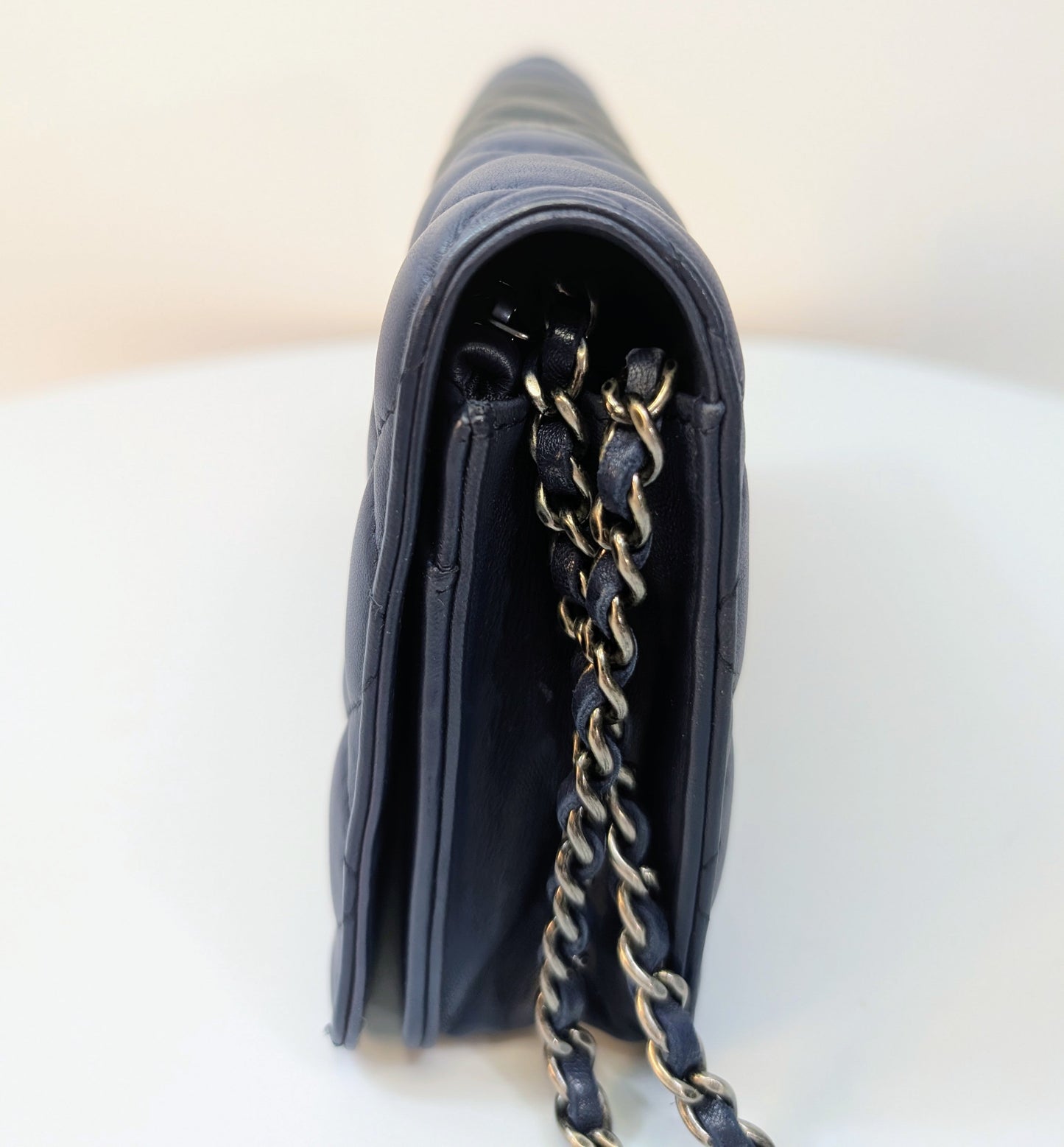 Chanel Bicolor Black and Navy Quilted Lambskin Wallet on Chain (WOC)