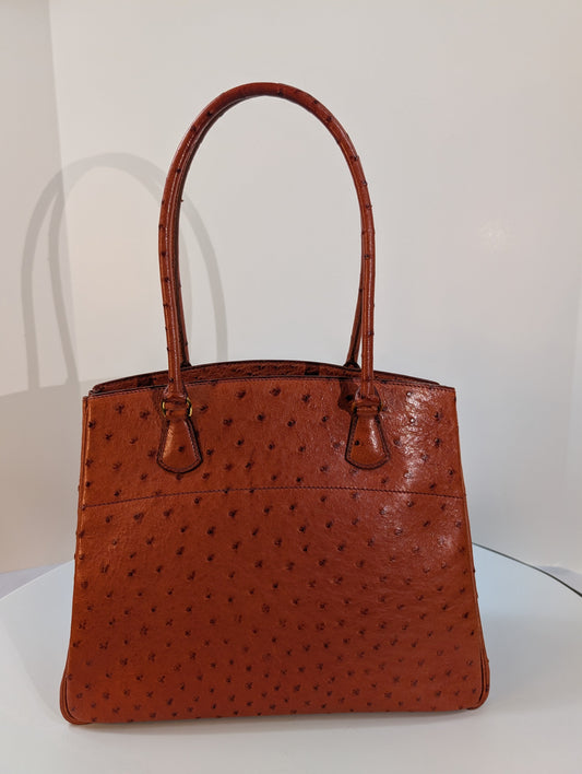 Hermes   Orange Terracotta Ostrich Leather Tote Bag