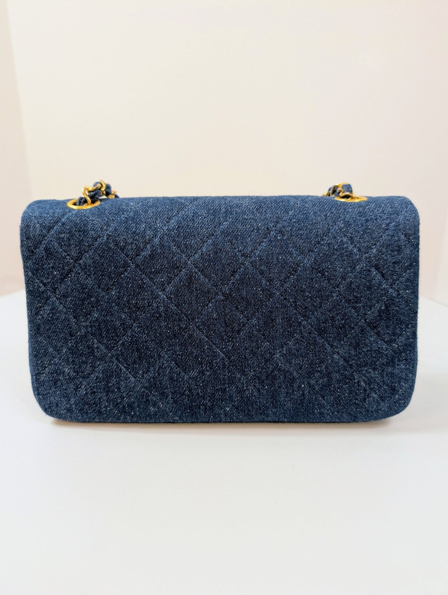 Chanel   Classic Blue Denim Quilted Medium Full Flap Bag