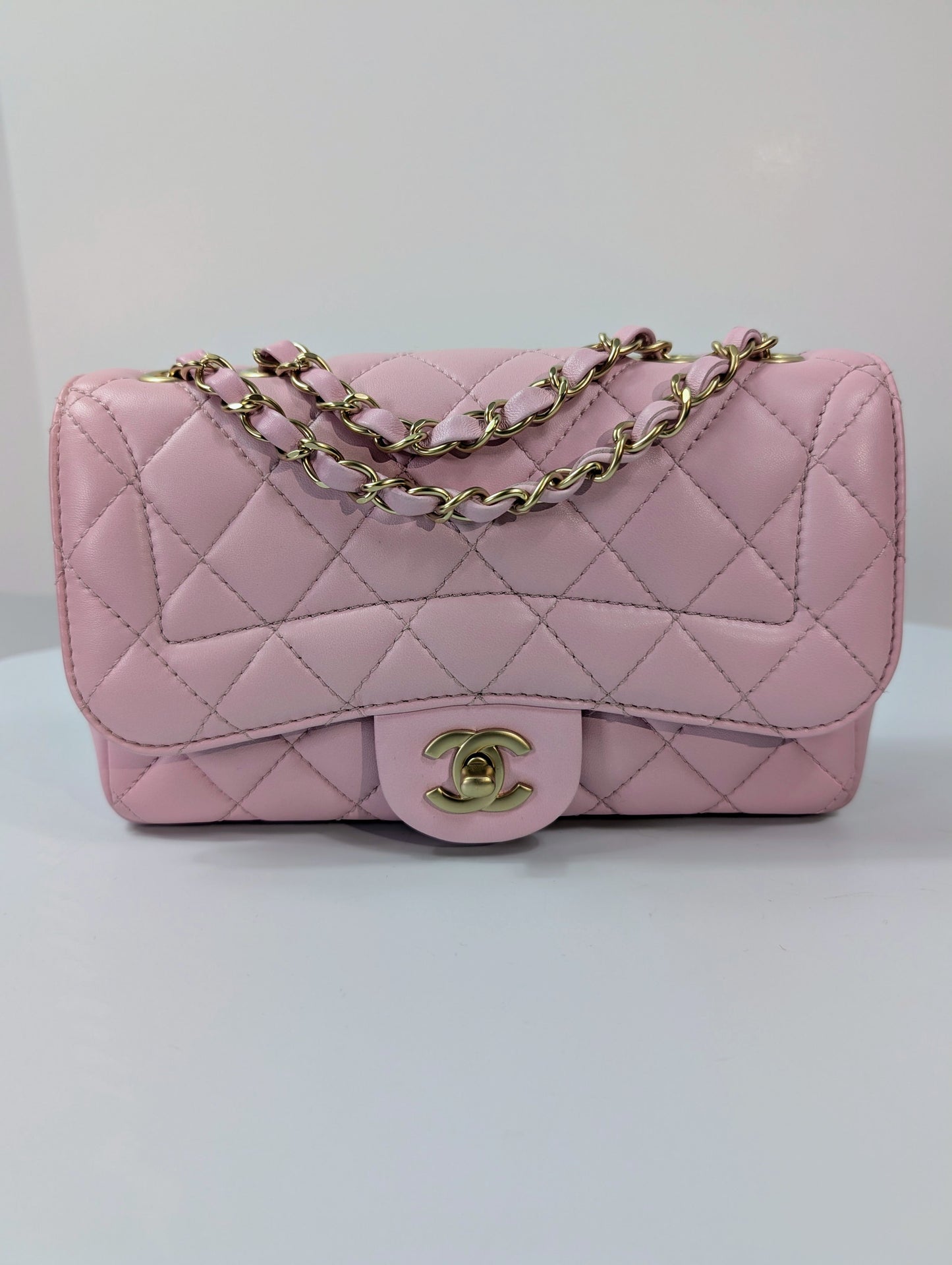 Chanel Light Pink Rose Mademoiselle Mini Rectangular Classic Flap Bag