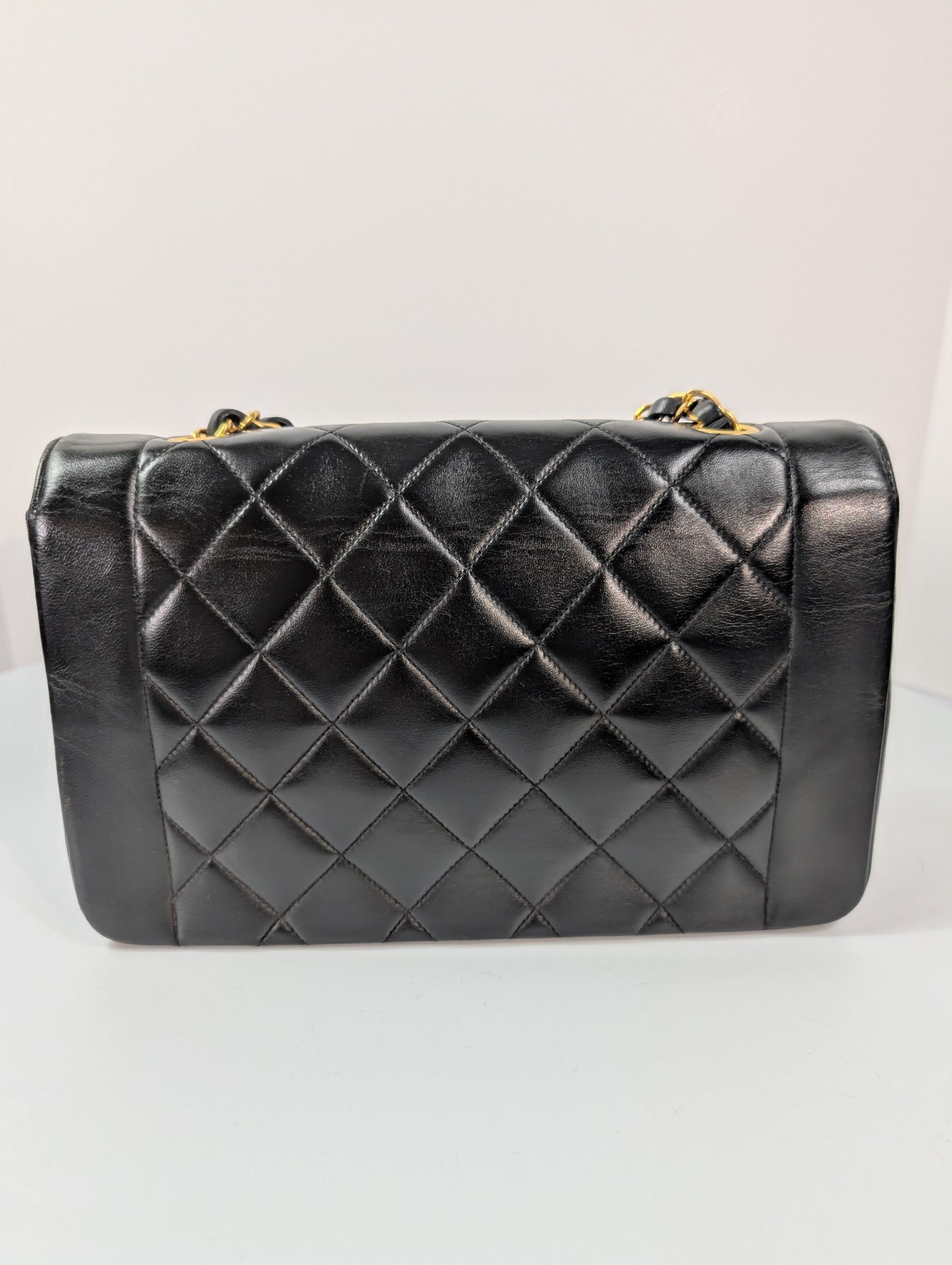 Chanel   3-Series Black Quilted Lambskin Diana Single Flap Bag