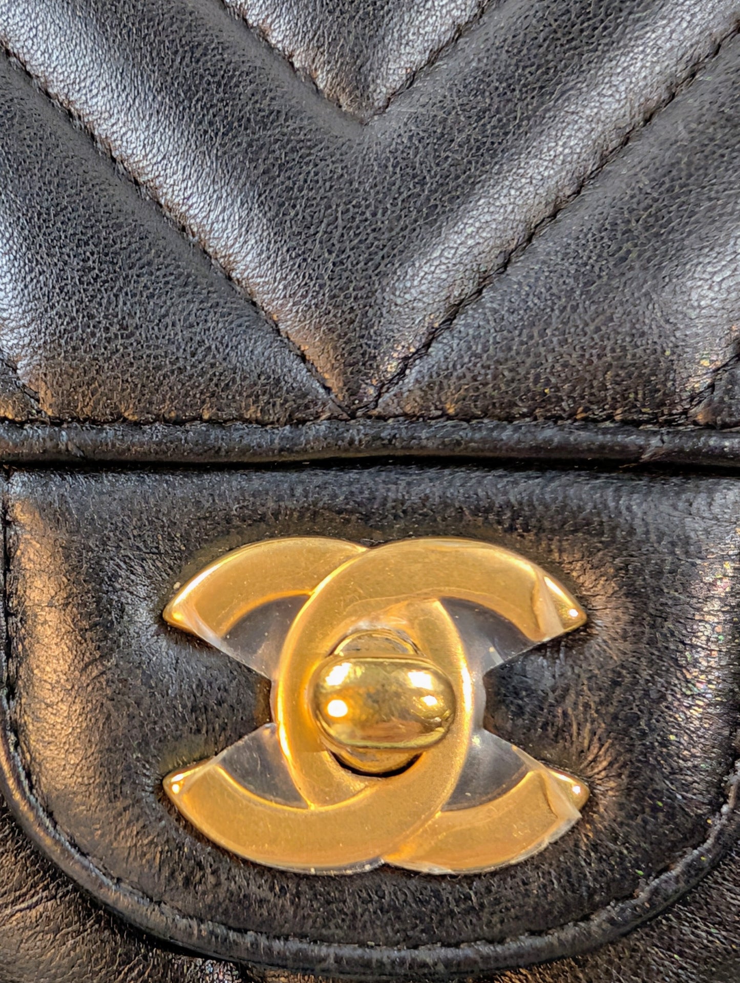 Chanel Black Classic Mini Chevron Quilted Lambskin Flap Bag