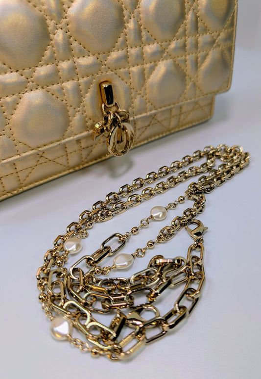 Dior “My Dior” Metallic Gold Cannage Lambskin Embroidered Mini Bag