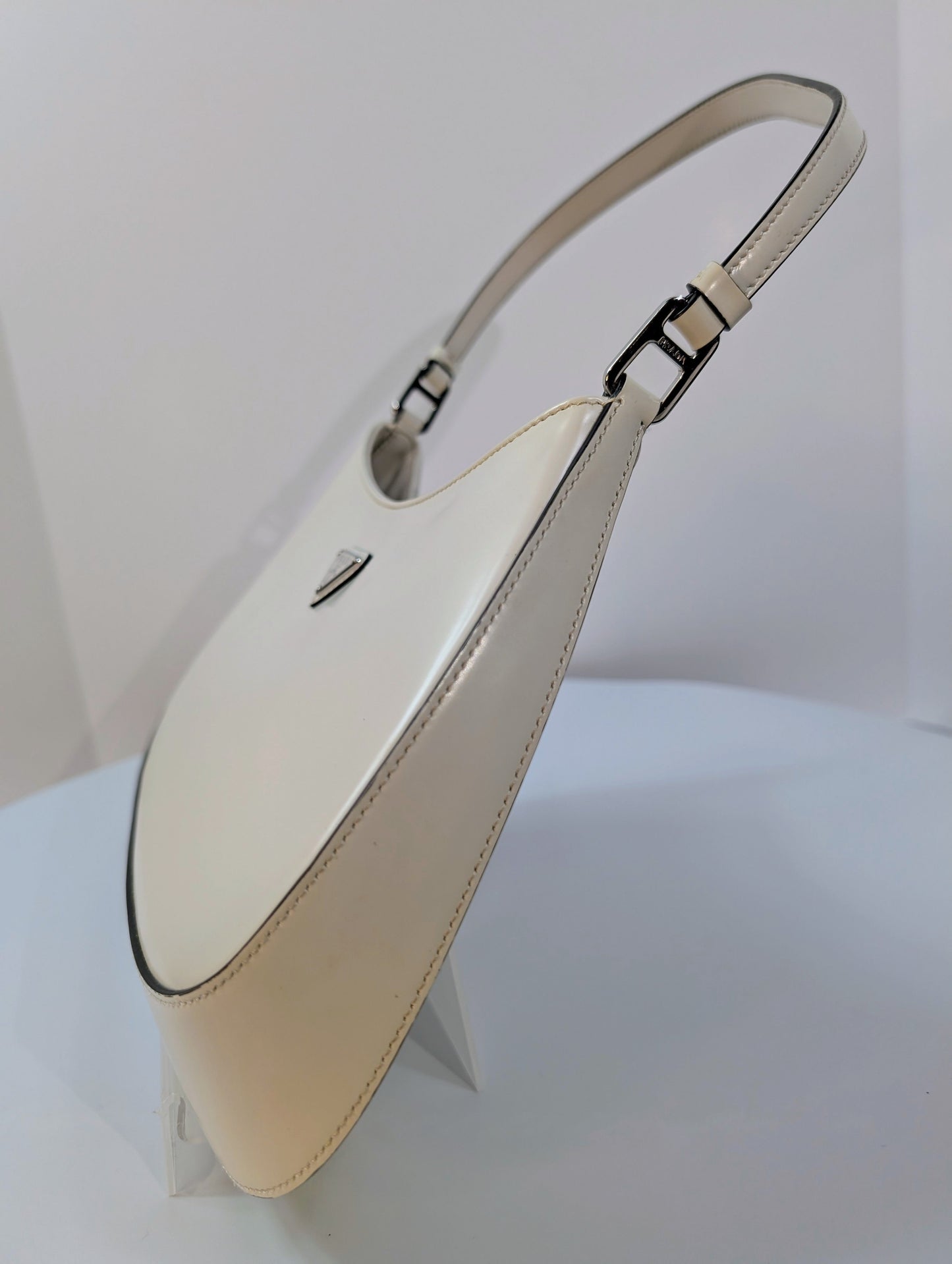 Prada White Brushed Leather Cleo Bag