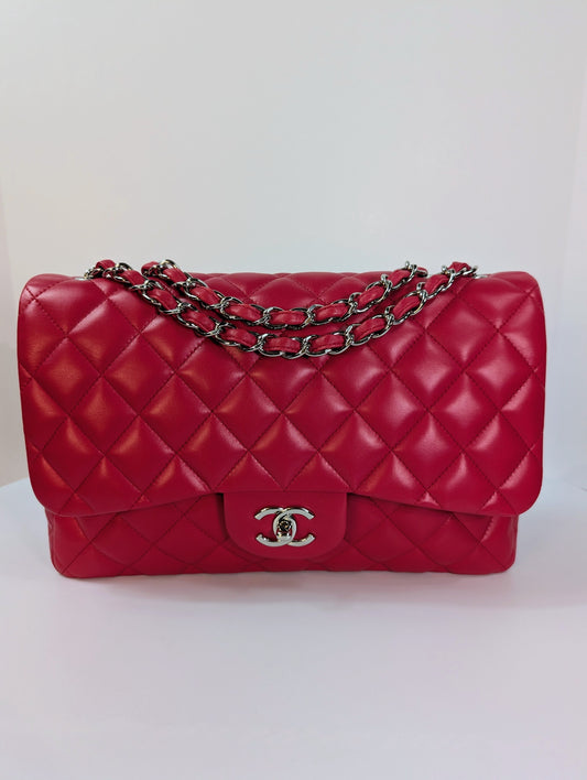 Chanel Red Classic Jumbo Single Flap Bag
