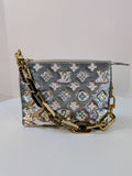 Louis Vuitton Iridescent Coussin Sequin and Silver Monogram Empreinte Bag