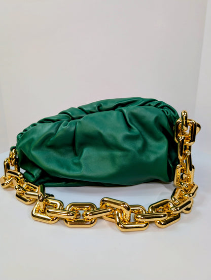 Bottega Veneta Emerald Green The Chain Pouch Mini Handbag