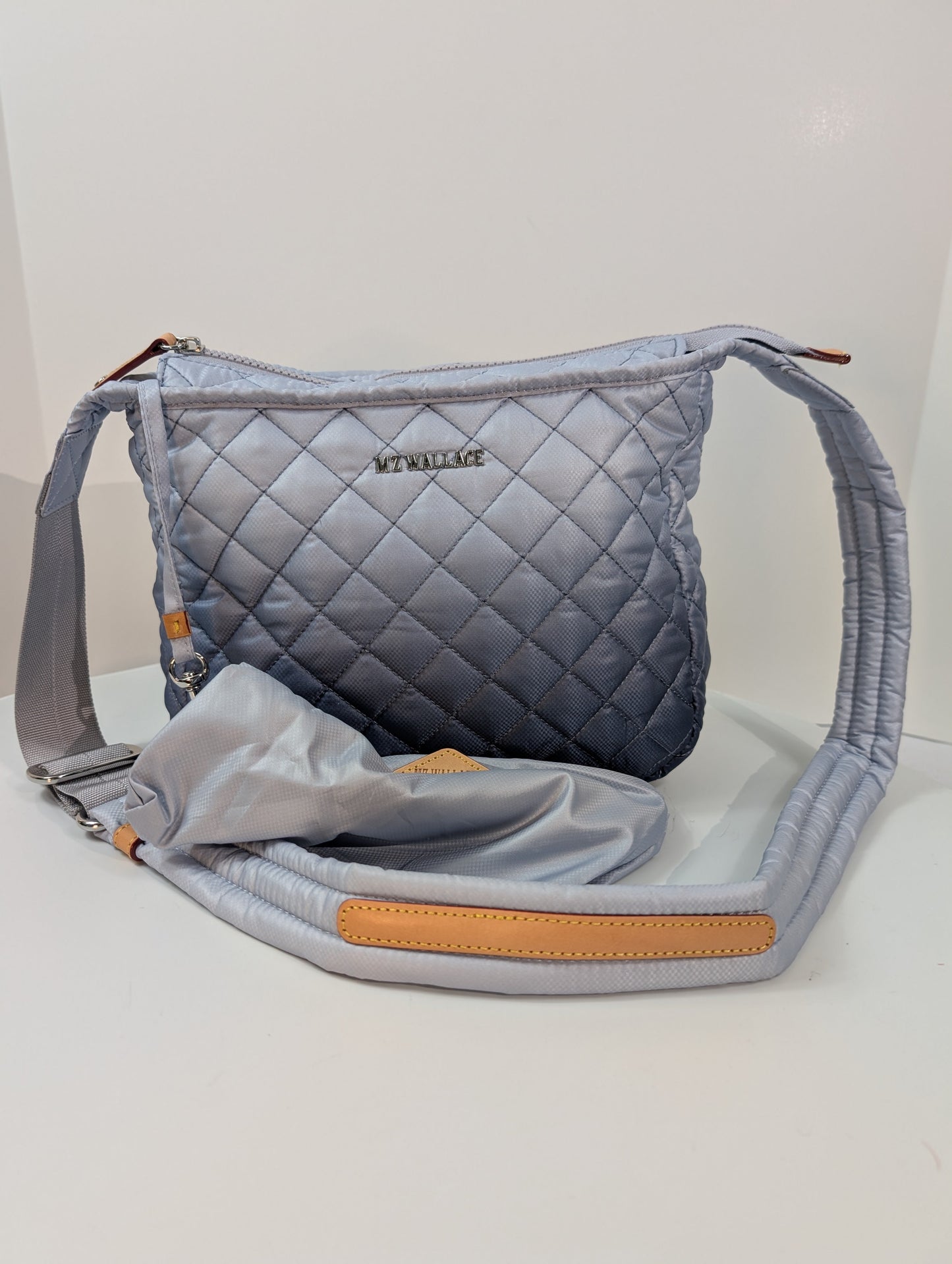 : MZ Wallace Blue Quilted Ombre Nylon Crossbody Bag