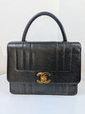 Chanel   Black Caviar Mademoiselle Kelly Top Handle Flap Bag