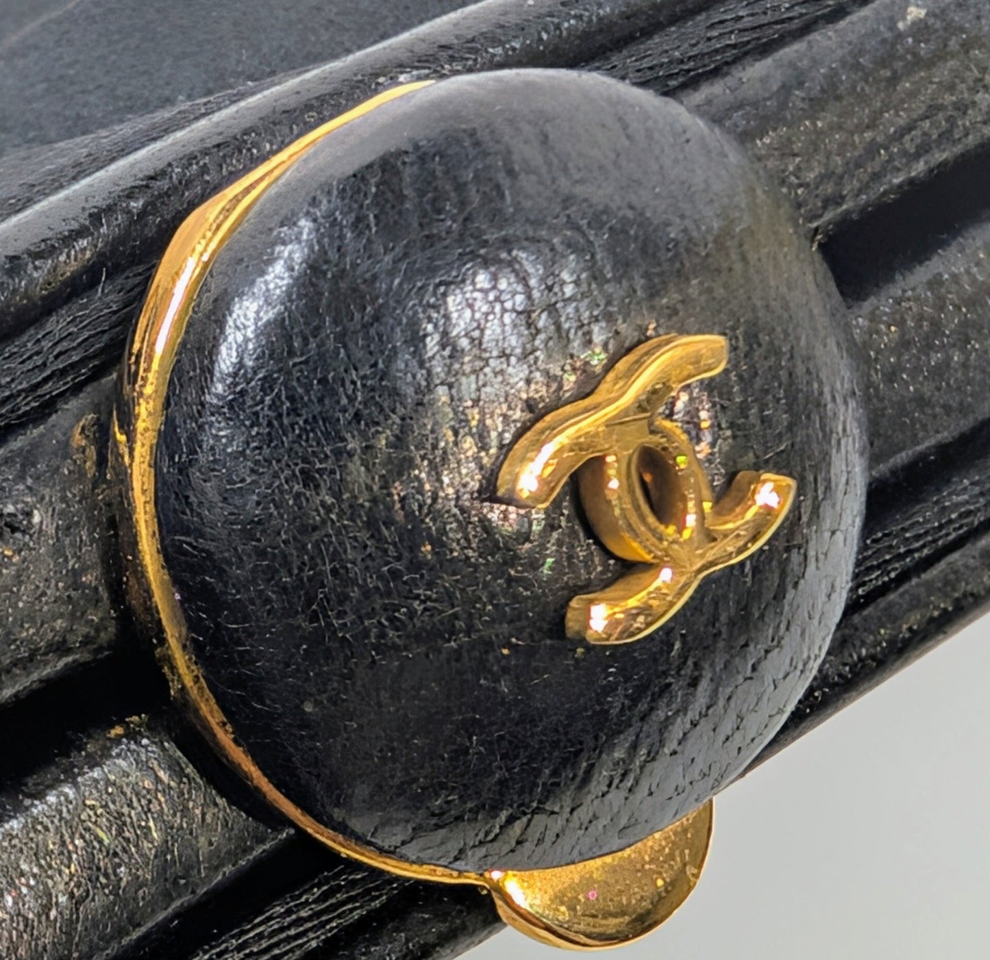 Chanel   Black Quilted Satin Frame Top Handle Bag