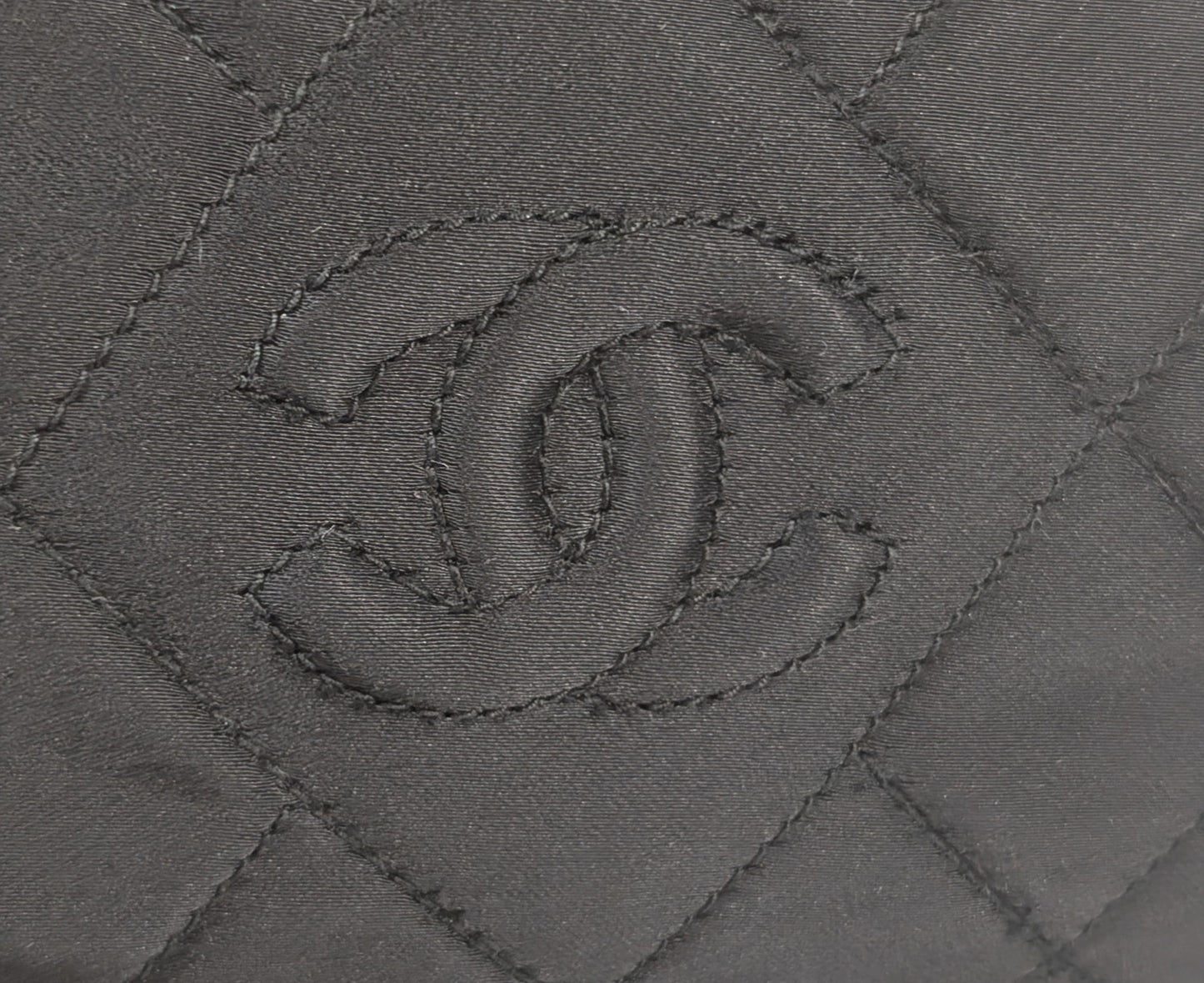 Chanel   Black Quilted Satin Frame Top Handle Bag