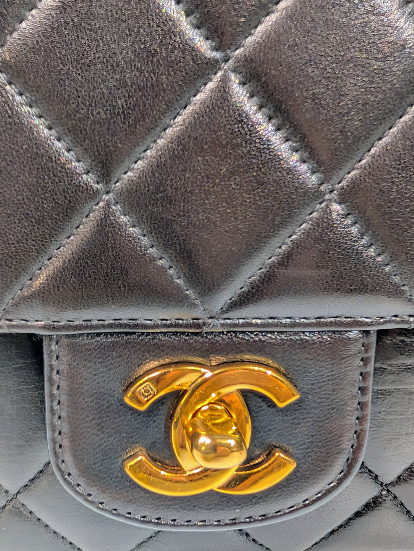Chanel   Classic Mademoiselle Diana Black Quilted Lambskin Flap Bag, 24K Gold Plated Hardware