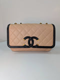 Chanel Rare   Beige Caviar Filigree Flap Bag