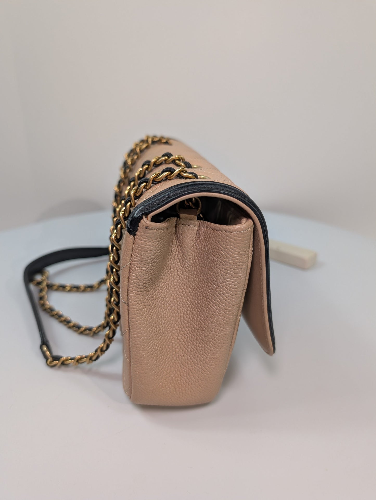 Chanel Rare   Beige Caviar Filigree Flap Bag