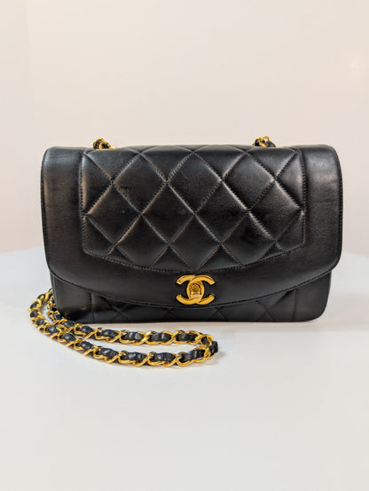 Chanel   Black Medium Diana Quilted Lambskin Flap Bag
