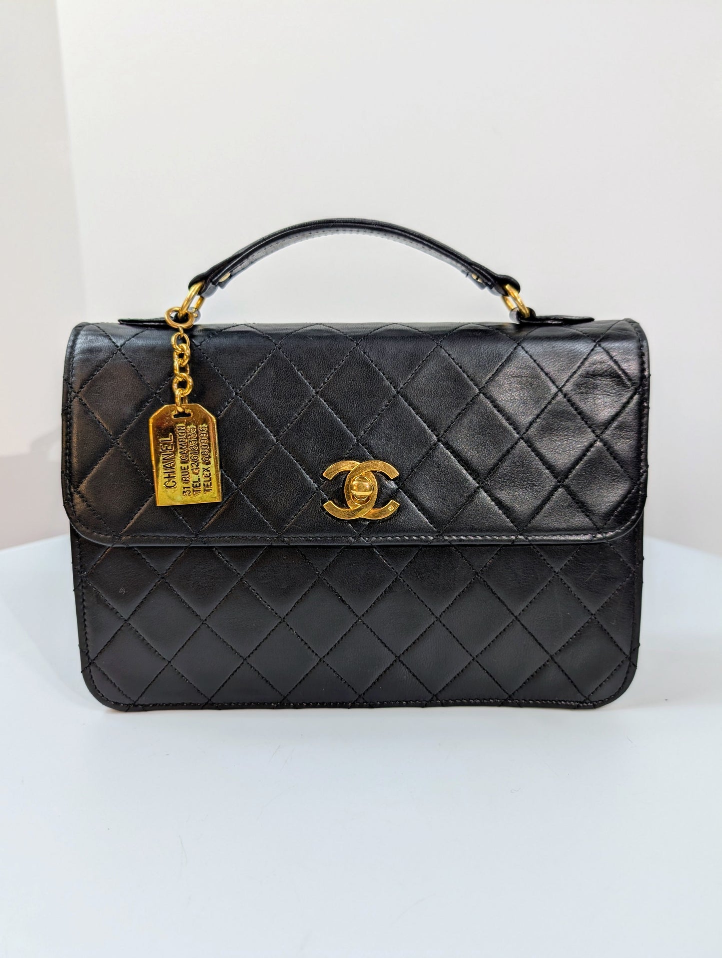 Chanel   Black Lambskin Quilted Flap Bag with 31 Rue Cambon Medallion