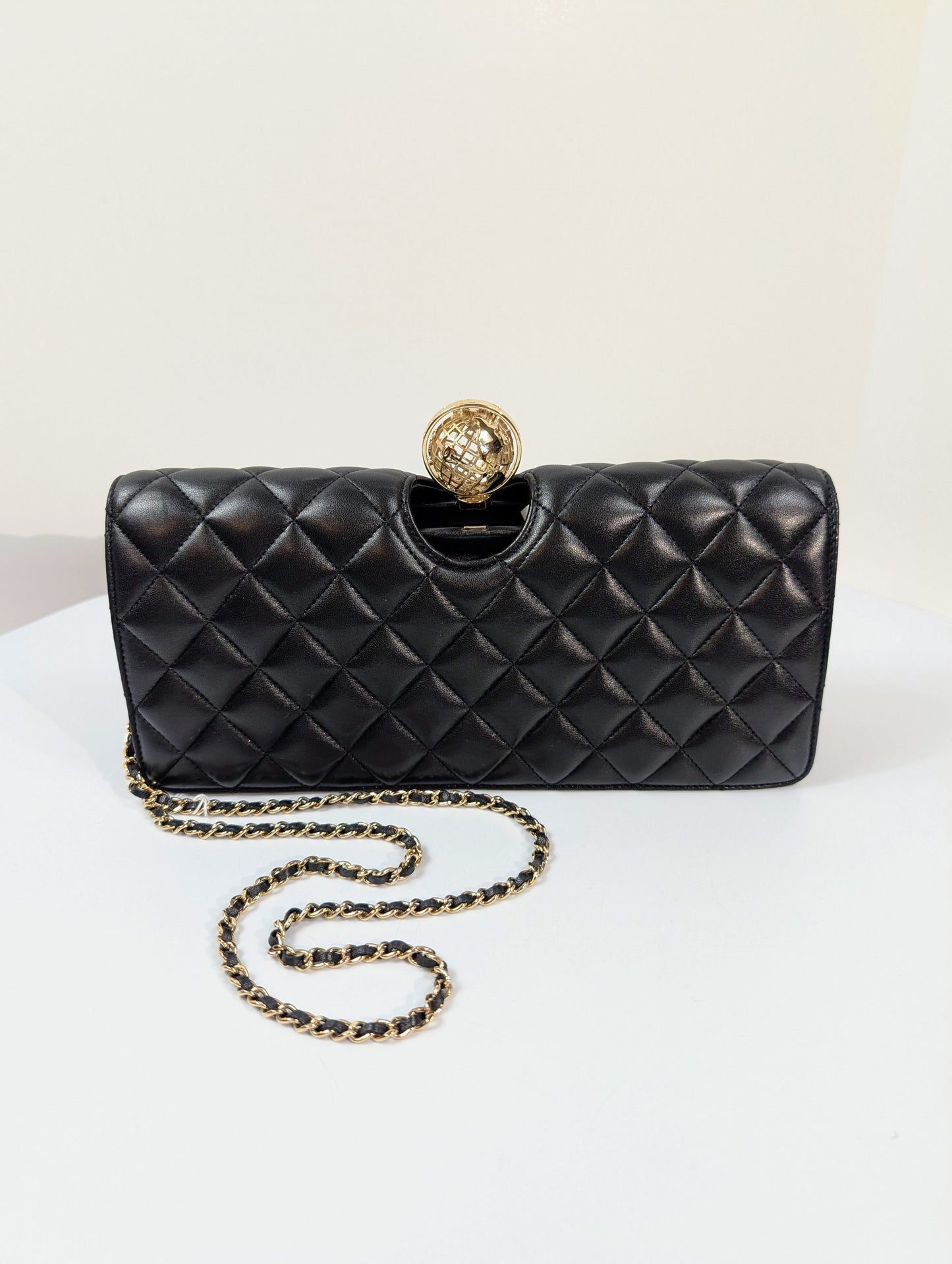 Chanel   Rare "Around The World" Chain Clutch Crossbody Bag
