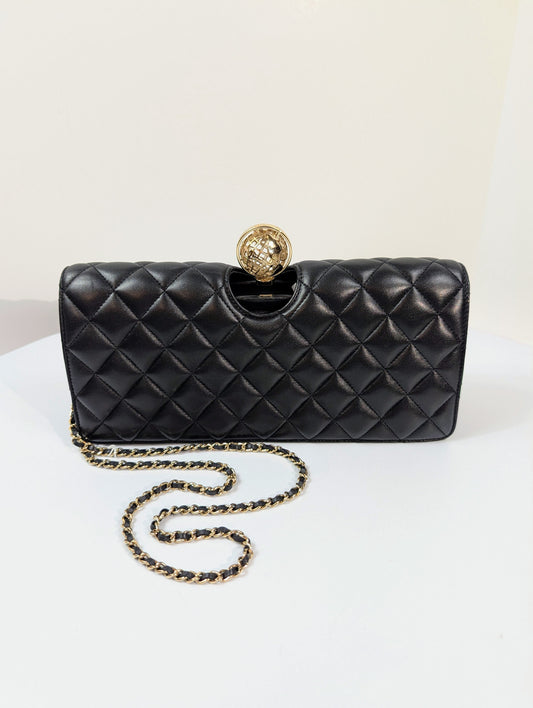 Chanel   Rare "Around The World" Chain Clutch Crossbody Bag