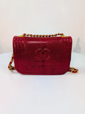 Chanel Rare   Red Lizard Leather Mini Rectangular Flap Bag