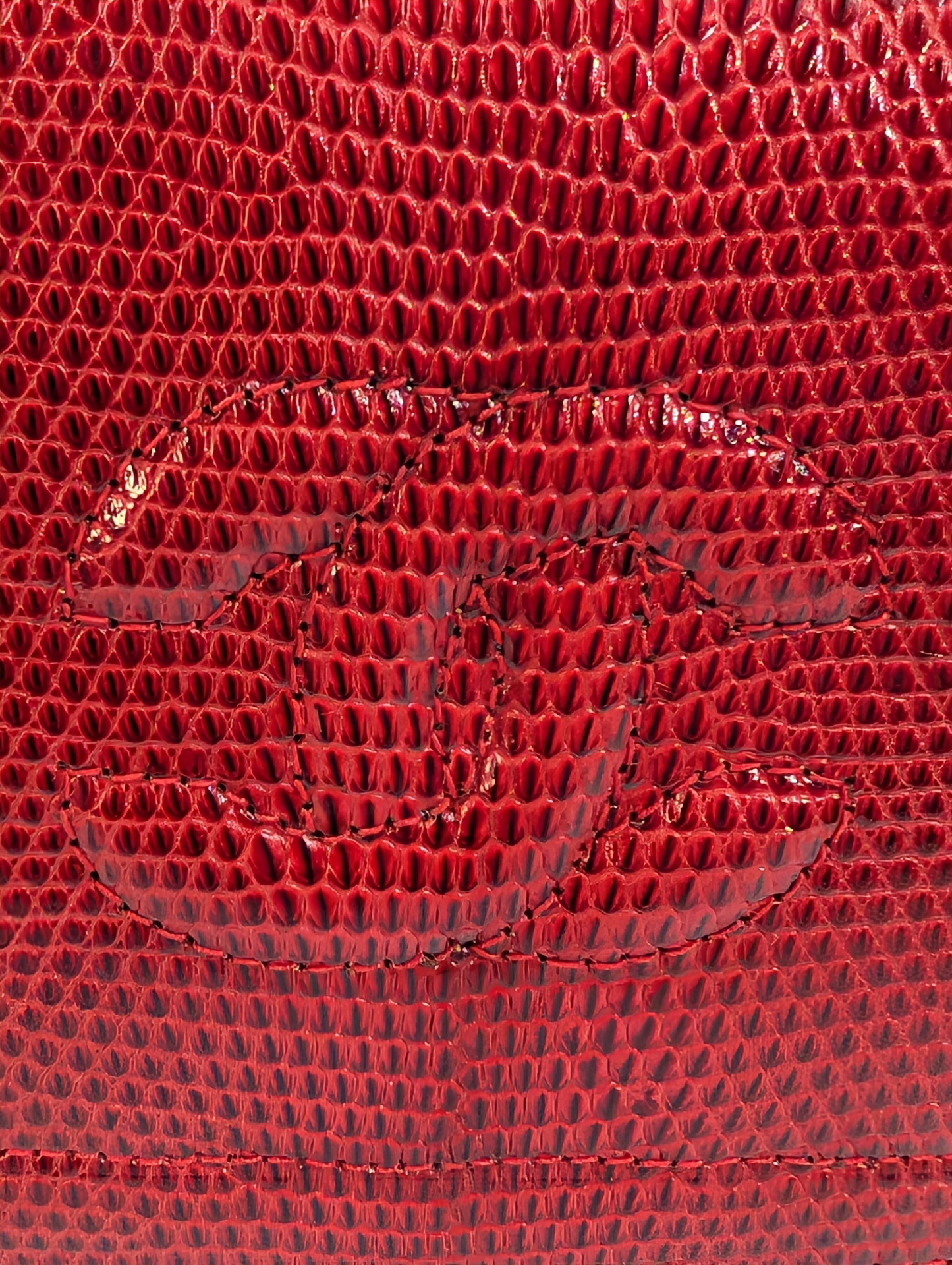 Chanel Rare   Red Lizard Leather Mini Rectangular Flap Bag