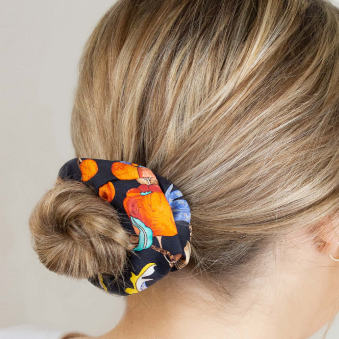 Petite Malle Silk Scarf Hair Scrunchie