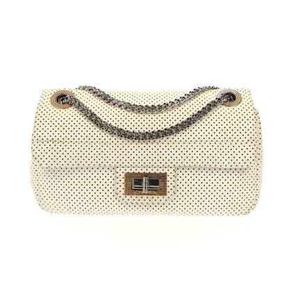 CHANEL 2.55 Shoulder Bag in White Leather