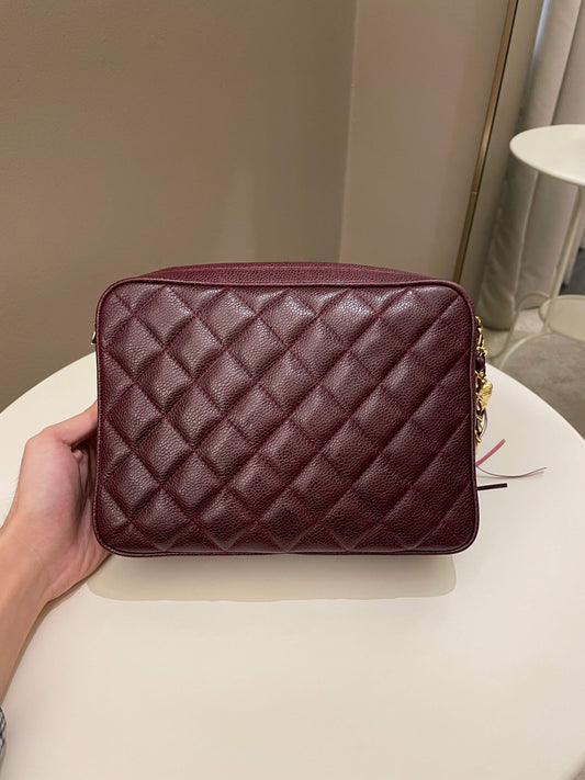Chanel   Camera Bag Tassle Burgundy Caviar