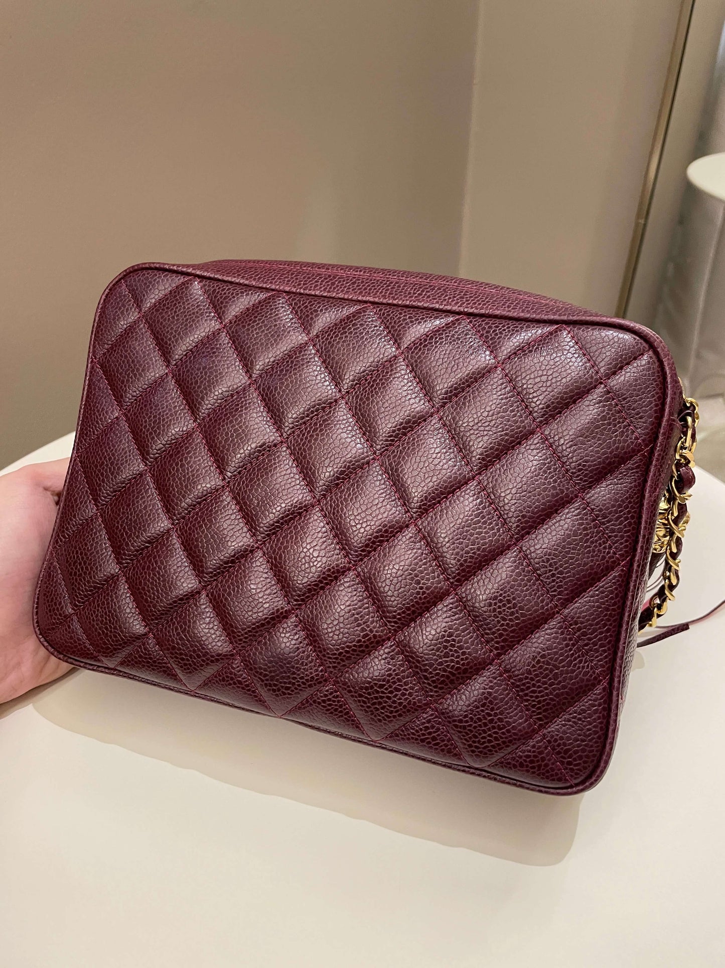 Chanel   Camera Bag Tassle Burgundy Caviar